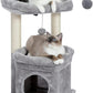 PEQULTI Cat Tree Tower for Indoor Cats with Private Cozy Cat Condo, Natural Sisal Scratching Posts and Plush Pom-pom for Small Cats