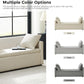 HULALA HOME Modern Storage Ottoman Bench with Throw Pillows, 59" Extra Long End of Bed Bench with Storage Pocket, Comfy Upholstered Footstool for Bedroom Entryway Living Room, Ivory