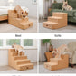Made4Pets Dog Steps for Bed, Extra Wide Dog Stairs for High Bed Couch Sofa, 35D Foam Pet Steps for Small Dogs and Cats, Non-Slip Bottom Pet Stairs, Tan, 4 Steps