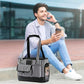 Cat Carrier, Dog Carrier, Pet Carrier, Foldable Waterproof Premium PU Leather Oxford Cloth Dog Purse, Portable Bag Carrier for Small to Medium Cat and Small Dog - Black White Stripes New