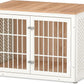 38" Heavy Duty Dog Crate Furniture for Large and Medium Dogs,Wooden Metal Kennel for High Anxiety Dogs, Chew Proof Pet Cage Indoor, Decorative Dog Kennel End Table, White