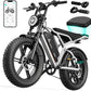 TST Electric Bike for Adults 1500W Peak 20" Fat Tire All-Terrain E-Bike 60/110 Miles 28MPH Electric Dirt Bike for Road Sand Mountain Snow - 48V 15/25AH Battery Powered Electric Motorcycle