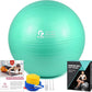 Yoga Ball, 22-30 Inch Extra Thick Exercise Ball for Workout Fitness Balance, Anti Burst Chair for Home and Office Desk, Includes Hand Pump & Workout Guide Access