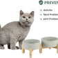 Ceramic Raised Double Bowls Set with Stand, 2 Heights Elevated, Food & Water Bowls for Small Breed Dogs, Cats, Kitty, Weighted Dog Dishes, Pet Bowls(5.1'',13.5oz, Grey)