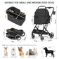 X2 Pet Stroller, Dog Cat Stroller for Small Pets Under 44lbs, Equipped with Detachable & Foldable Carrier, Waterproof Pad & Sunshade Canopy,Camel (Black)
