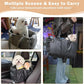 Dog Car Seat for Small Dogs, Large Leather Dog Car Bed with Storage Pocket, Waterproof PVC Leather Booster Seat Travel Bed for Front & Back Seat, Clip-On Safety Leash (Grey)