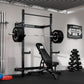 RitFit Multi-Functional Folding Squat Rack for Home Gym, 2.36'' x 2.36'' Wall Mounted Squat Rack with Attachments - Space Saving Squat Power Rack