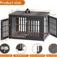 42" Heavy Duty Dog Crate Furniture for Small,Medium and Large Dogs,Rustic Wooden Dog Cage Kennel Indoor Furniture with Waterproof Top,Decorative Pet House Side End Table (Black & Grey)