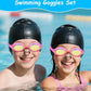 Kids Swim Goggles, Anti-fog and UV Protection with Swim Cap for Age 3-15 Youth Boys Girls Toddler