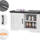 2-Tier Storage Bench, Shoe Bench with Padded Seat Cushion, Entryway Bench with 2 Barn Doors, Adjustable Shelf, 13.8" D x 27.6" W x 17.7" H, for Entryway, Living Room, Bedroom, White