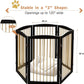 Freestanding Pet Gate for Dogs, Indoor Wooden Dog Gate for House, Extra Wide Dog gate, Foldable Dog Gate for Stair, Doorway, Hall, Support Feet Included, 120 Inch Wide, 6 Panels 32",Black&Gold