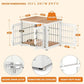 26 Inch Heavy Duty Dog Crate Furniture for Small Dogs, Decorative Pet House End Table, Wooden Cage Kennel Furniture Indoor, White and Natural