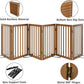 Freestanding Pet Gate Foldable Dog Gate (110 inches Wide) Walnut Bamboo Dog Gates for Stair Doorways House Puppy Fences Indoor (4 Support Feet Included)