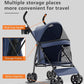 Pet Stroller with 4 Wheels for Small/Medium Pets, Portable Travel Foldable Carrier Jogger for Dog Cat Puppy Kitty, Rear Wheel Breaks, Storage Basket, Visible Mesh Weather Cover (Navy Blue)