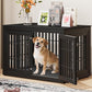 48" Heavy Duty Dog Crate Furniture for Small,Medium and Large Dogs,Rustic Wooden Dog Cage Kennel Indoor Furniture with Waterproof Top,Decorative Pet House Side End Table (Black)