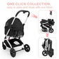 Pet Stroller for Medium Small Dog & Cat, Foldable Lightweight Dog Stroller with Storage Basket Pet Travel Carriage with Safety Leashes, 4 Wheel, Black