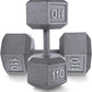 WF Athletic Supply Cast Iron Solid Hexagon Gray/Black Dumbbells, Strength Training Free Weights Set of 2 for Women and Men, Hand Weights Sold by Pairs, Multi-Select Size Options Available