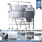 Professional 46" Dog Washing Station, Stainless Steel Dog Bathing Station, Height Adjustable Dog Wash Station, Storage Drawer, Upgrade Parts, Home, Commercial (Left Step)