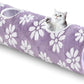 Straight Cat Tunnel for Indoor Cats 47"x12", Cute Cat Toys Collapsible Tunnel Tube with Balls for Puppy Kitten Rabbit, Purple Flower