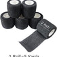 6 Pack 2" x 5 Yards Self Adhesive Bandage Wrap Breathable Cohesive Vet Wrap for Pets, Elastic Self-Adherent Tape for Sports, Wrist, Ankle (Black)
