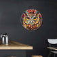 Lygond Metal Sign Tin Sign Circular Stained Glass Owl Metal Garden Signs for Garden 12×12 Inches