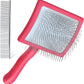 Dog Slicker Brush for Shedding and Grooming Medium or Long Haired Cats, Extra Long & Soft Pin Slicker Brush for Removes Loose Hair, Tangles, Knots, Undercoat, Free Pet Comb, Large Red