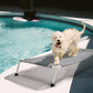 Veehoo Elevated Dog Bed for Outdoor, Cooling Waterproof Raised Dog Cots Beds for Medium Dogs, Curved Off Ground Pet Hammock Cot Lifted for Outside, up to 65lbs, White Legs, Grey 32"