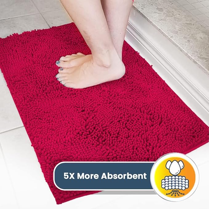 Muddy Mat® Original Dog Door Mat for Muddy Paws, Super Absorbent Microfiber, Non-Slip Washable Pet Rug, Quick Dry Chenille Entryway Carpet, Machine Washable Indoor Outdoor mat, Maroon 24"x60"