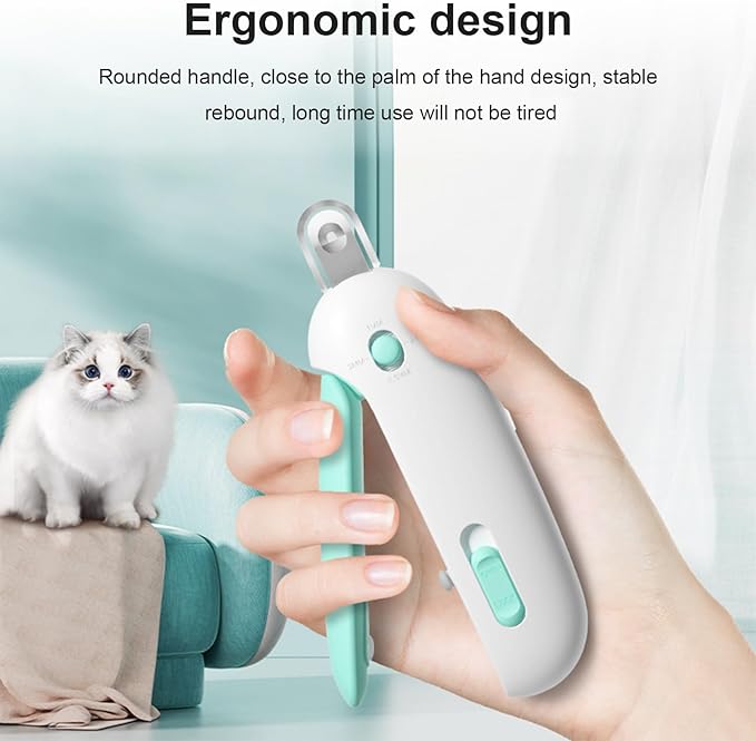 Pett Nail Clipper for Cats - Gentle Round-Hole Trimmer with Dust Storage | Adjustable Size & Hidden Nail File | Pet Grooming Tool for Safe & Loving Care (Blue)