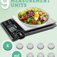 NEXT-SHINE Food Kitchen Scale 11lb 0.1g/0.01oz Precise Graduation, 9 Units Rechargeable Digital Scale Stainless Steel Platform LCD Display