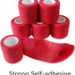 6 Pack 2" x 5 Yards Self Adhesive Bandage Wrap Breathable Cohesive Vet Wrap for Pets, Elastic Self-Adherent Tape for Sports, Wrist, Ankle (Red)