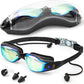 Swim Goggles,Swimming Goggles No Leaking Anti Fog UV Full Protection with Nose Clip Earplugs,Swim Pool Goggles for Adult Men Women Youth