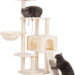 Heybly Cat Tree, Cat Tower for Indoor Cats with Scratching Board, Multi-Level Cat Furniture Condo with Feeding Bowl, Beige HCT010MM