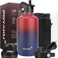 Water Bottle Insulated 32oz 40oz 64oz 128oz Straw Lid Spout Lid & 3 Lids, Leak Proof, Vacuum Insulated,Stainless Steel Water Bottle Wide Mouth for Sports, Gym or Office
