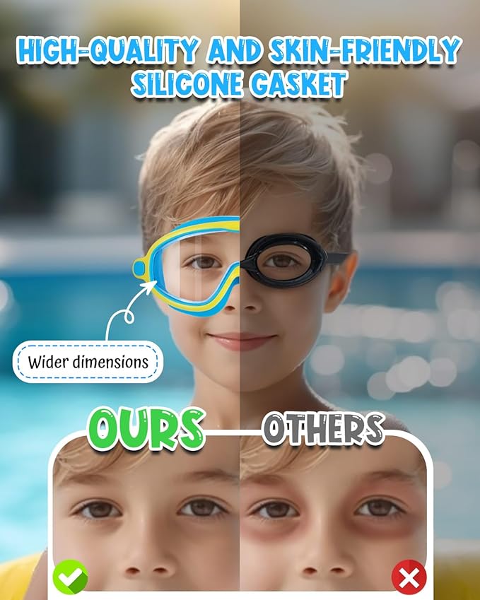 Rantizon Swim Goggles 2 Pack, Wide View Anti Fog&UV Swimming Goggles for Audlt, No Leaking Swim Glasses for Men Women Kids