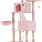 Feandrea Cat Tree, 81.1-Inch Large Cat Tower with 13 Scratching Posts, 2 Perches, 2 Caves, Basket, Hammock, Pompoms, Multi-Level Plush Cat Condo for Indoor Cats, Jelly Pink UPCT190P01