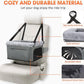 JOEJOY Deluxe Dog Booster Seat with Sturdy Metal Frame and Safety Leash for Small Pets up to 20 lbs - Portable Puppy Dog Car Seat with Thick Cushion and Storage Pockets for Small Dogs