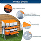 Chicken Nesting Boxes, 6 Hole Metal Chicken Laying Box with with Removable Trays and Roll Out Egg Collection for Chicken Coop, with Metal Bracket, Orange