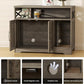 Cat Litter Box Enclosure, Hidden Litter Box Furniture with Scratch Pad, Farmhouse Indoor Cat House Washroom End Table, Grey