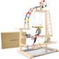 Bird Playground, Perch Stand Parrot Playstand Play Gym with 2 Perches Stand Windmill Toys, Playpen for Parakeet Conure Cockatiel Lovebird Budgie Caique, Exercise Playgym with feeding Cups