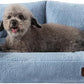 Hollypet Fluffy Plush Pet Cat Couch Soft Calming Pet Sofa Beds for Medium Small Cats and Dogs, Sky Blue