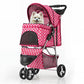 MoNiBloom 3 Wheels Pet Dog Cat Stroller for Small Medium Dogs Cats, Foldable Jogger Stroller w/Storage Basket and Cup Holder, Hot Pink Polka Dots