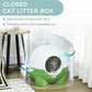 PawHut Hooded Cat Litter Box, Large Kitty Litter Pan with Lid, Scoop, Leaking Sand Pedal, Top Handle, Dark Green