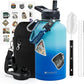 64 oz Insulated Water Bottle with Straw (Cold for 48 Hrs), Half Gallon Stainless Steel Triple Wall Vacuum Sports Water Jug, Leakproof Hydro Cup Flask with Straw Spout Lids & DIY Stickers