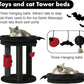MECOOL 4in1 Small Cat Tree,Scratching Post with Tower Soft Bed, Sisal Carpet Jute Posts with Three Hanging Ball Toys and Massage Brush for Indoor Cats and Kittens