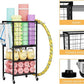 Dumbbell Rack for Home Weight Rack for Home Gym Yoga Mat Storage Rack Black Workout Equipment Storage Organizer with Hooks Yoga Mat Holder with Wheels for Yoga Block, Dumbbell, Resistance Band