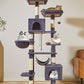 Taoqimiao Cat Tree, 71-Inch Cat Tree Cat Tower for Indoor Cats, Plush Multi-Level Cat Condo with 10 Scratching Posts, 2 Perches,Basket, 2 Caves,Hammock, 2 Pompoms,MS020G Beige Smoky Gray