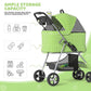 Magshion Foldable Pet Stroller, 3-in-1 Dog Travel Jogger with Detachable Carrier, Cup Holder, Storage Basket, Folding Carrier for Small/Medium Dogs & Cats Up to 33 lbs, Lawn Green Polka Dots