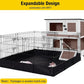 AIVITUVIN Wooden Rabbit Hutch Indoor Outdoor Rabbit Cage with Two Removable Trays Bunny Cage on Wheels Pet House Guinea Pig Cage 2 Story (Brown)