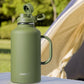 CIVAGO 64 oz Insulated Water Bottle Jug with Straw and Handle, Half Gallon Stainless Steel Water Flask, Large Sports Metal Water Bottle with Straw Lid (3 Lids), Big Thermal Mug Cup, Navy Blue